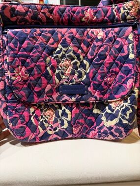Vera Bradley Quilted Crossbody in Navy Pink Cream Floral